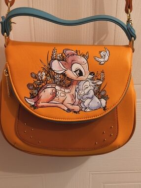 Loungefly Orange Crossbody Shoulder Bag with Bambi Illustration